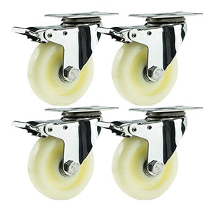 IkiCk Heavy-Duty Nylon Furniture Casters with Brakes - 4 Pack, 125mm Size