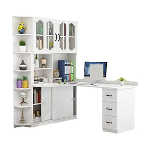TAPIVA Computer Desk with Bookshelf - Corner Office Learning Desk