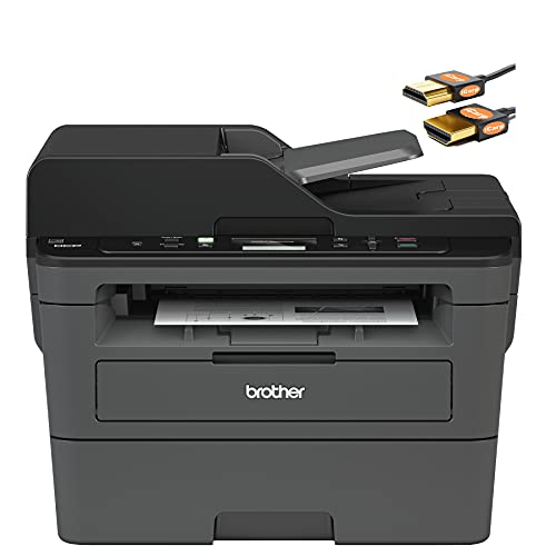 Brother DCP-L2550DW Monochrome Laser All-in-One Printer - Print Copy Scan - Wireless - Mobile Printing - Auto 2-Sided Printing – Up to 36 ppm - Up to 250 Sheets/Tray - ADF + iCarp HDMI Cable