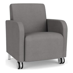 Lesro Siena 17.5" Polyurethane Lounge Reception Guest Chair in Gray/Silver