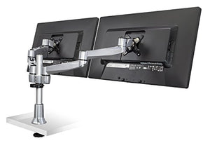 Mount-It! MI-43111 || Dual Computer Monitor Stand Articulating, Height Adjustable Swiveling Arm Desk Mount for Samsung LG Vizio Sharp Sony Element Insignia LCD 20 21 22 24 25 27, VESA 75x75 and 100x100, Silver