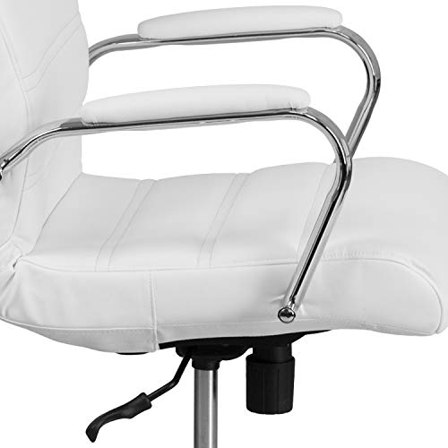 Flash Furniture High Back Office Chair | White LeatherSoft Office Chair with Wheels and Arms