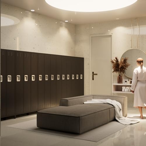 METAN Metal Locker with 3 Doors and 2 Shelves, Black - Industrial Storage Cabinet