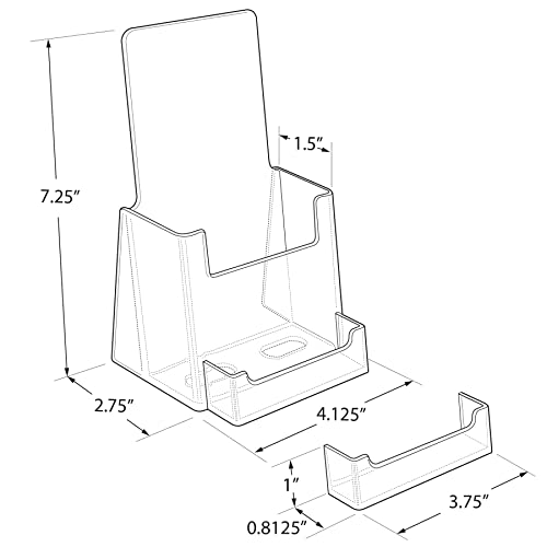 Azar Displays 252922-100PK Counter Trifold Brochure Holder with Business Card Pocket, 100-Pack