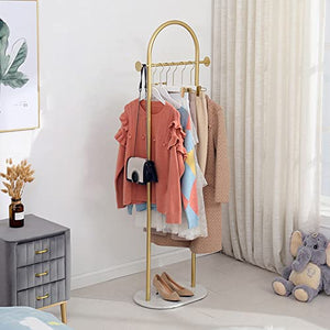 BinOxy Freestanding Coat Rack Floor Lamp - Marble Hanging Bag Shelf Gold Black Coat Stand