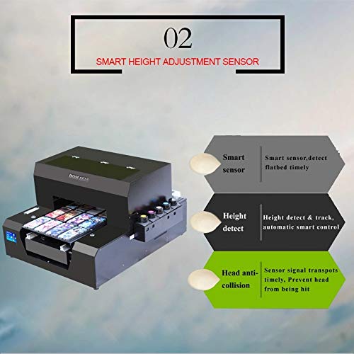 Automatic LED UV Inkjet Printer, A3 DIY Flatbed Digital Printer for Variety of Materials Like Plastic, PC, PVC, TPU, Acrylic, Wood,Phone Cases. Multifunctional Printer.(A3)