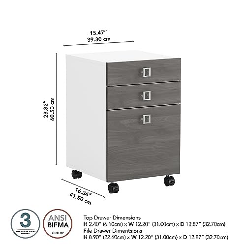 Bush Business Furniture Echo Collection Mobile Cabinet | Under Desk Filing Drawer Storage, 16W, Pure White/Modern Gray