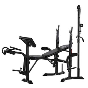 Pubota Olympic Weight Benche Set, Adjustable Weight Benche Set with lat pull down machine Multifunctional Weight-Lifting Bed Fitness Work out Equipment for Home Gym Strength Training
