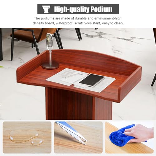Kunovo Stand Up Podium with 2 Tier Storage - Ideal for Auditoriums, Churches, Schools, Hotels, and Restaurants