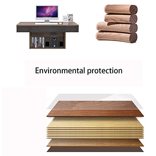 Multi Function Wall Mounted Computer Desk Laptop PC Table Writing Study Table Home Office Desk Workstation Floating Desk with Large Storage Area Shelves for HOM Office Bedroom,Walnut,39.37 in
