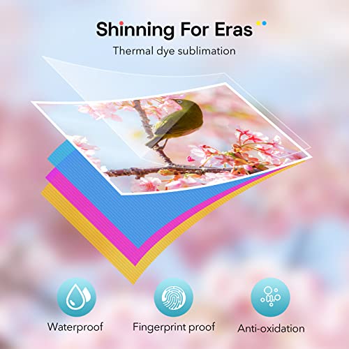 Liene 4x6'' Photo Printer Bundle (100 Sheets +3 Ink Cartridges), Wi-Fi Picture Printer, Photo Printer for iPhone, Android, Smartphone, Computer, Dye-Sublimation, Photo Printer for Home Use, Pink