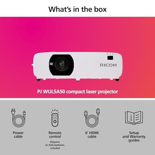 RICOH Compact 3LCD Laser Projector | 5200 Lumens | 1920x1200 WUXGA | 30-300" Screen Size | 360° Installation | 30k Hours | 16W Speaker