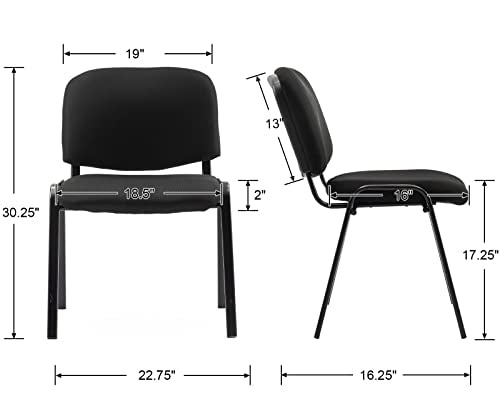 DM Furniture Stackable Black Office Chairs 5 Pack - Mesh Reception Desk Chairs