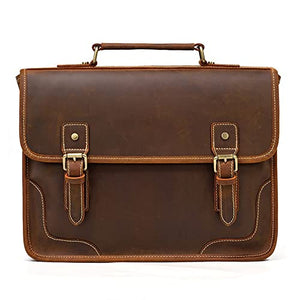 DXMRWJ Handmade Men's Retro Handbag Men's Business Briefcase Computer Shoulder Messenger Bag (Color : A, Size : 29 * 38 * 9cm)
