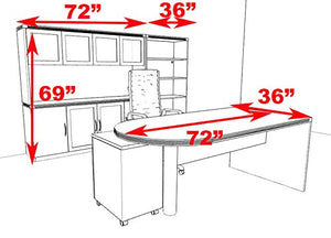 UTM Furniture 5pc Modern Contemporary Executive Office Desk Set, RO-ABD-D35