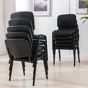 DM Furniture Stackable Black Office Chairs 5 Pack - Mesh Reception Desk Chairs