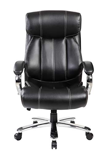 United Office Chair 9352BR 9352Bk High Back Leather Big and Tall 400 LBS Executive Swivel Office Computer Desk Chair (Black)