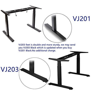 VWINDESK VJ201-S3 Electric Height Adjustable Sitting Standing Desk Frame Only/Sit Stand - Dual Motors 3 Segment Motorized Desk Base Only,Black