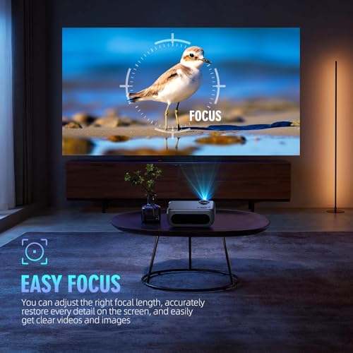 BBianLyy WiFi Bluetooth 4K Native Portable Projector, 20000 Lumen Home Theater Outdoor Movie Projector