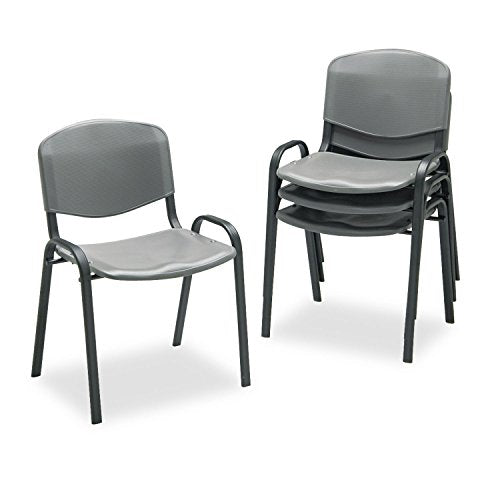 Safco Stacking Chairs Charcoal w/Black Frame 4/Carton