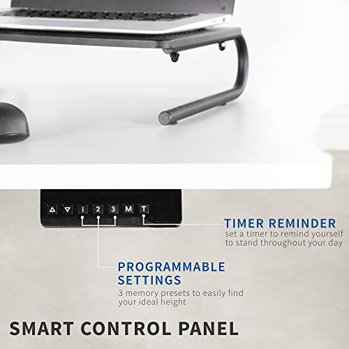 VIVO Electric Height Adjustable 43 x 24 inch Stand Up Desk, White Solid One-Piece Table Top, White Frame, Standing Workstation with Push Button Controller, DESK-KIT-E5W4W