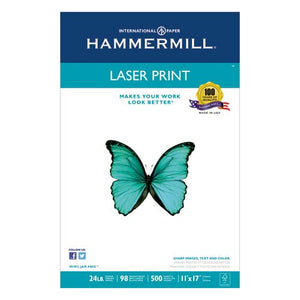 Wholesale CASE of 10 - Hammermill Laser Print Paper-Laser Print Paper, 24 lb., 98GE, 11"X17", 500 SH/RM, WE