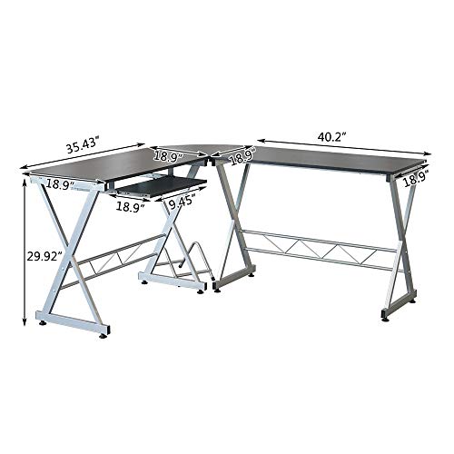 FCSFSF Desktop Computer Desk Industrial Corner Computer Office Desk, L-Shaped Desk, Large PC Laptop Desk, Sturdy Gaming Desk Workstation for Home Office,