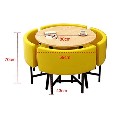 BYJSJY Office Reception Room Club Table Set, 80cm Round Table with 4 Chairs - Color: B1