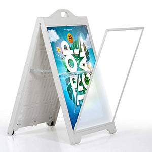 M&T Displays Street SignPro with Lens Protective Cover, 24x36 Inch Poster White Double Sided Sandwich Board Folding A-Frame Sidewalk Curb Sign Portable Menu Display for Restaurant Cafe (2 Pack)