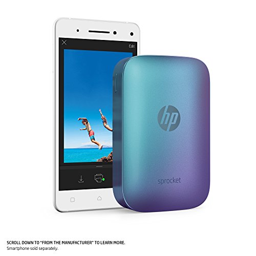 HP Sprocket Portable Photo Printer, Print Social Media Photos on 2x3" Sticky-Backed Paper - Blue (Z9L26A)