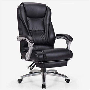 None Ergonomic Swivel Reclining Office Chair with Footrest - Black