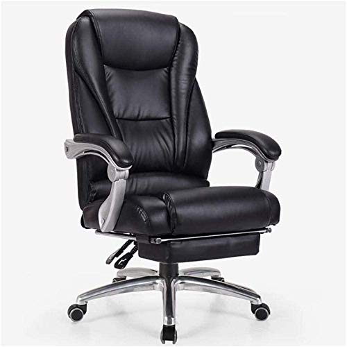 Ergonomic Swivel Reclining Office Chair with Footrest - Black