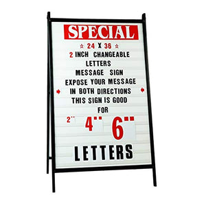 Sidewalk A Frame Changeable Letters Message Sign with 2-inch Letters set and 2 Protective Covers Portable Signs for Outside Sidewalk Sign for Business 24”x 36” Sandwich Board Sign with Letters