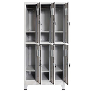 BLXCOMUS Locker Cabinet with 6 Compartments Gray Steel closet organizer Dimensions: 35.4" x 17.7" x 70.9" (W x D x H)