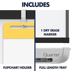 Quartet Easel, Magnetic Whiteboard, 4' x 3', Reversible, Mobile, Flipchart Holder, Prestige 2, Black Frame (ECM43P2)