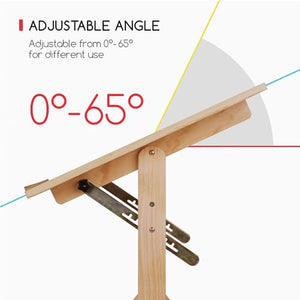 MEEDEN Wood Drafting Table & Stool Set, Adjustable Height, Tiltable Tabletop