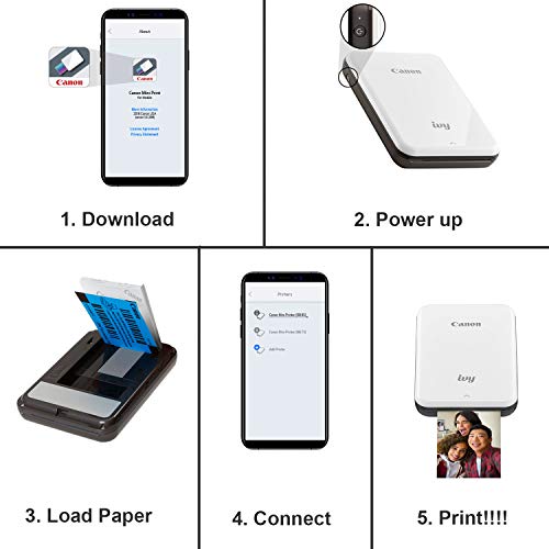 Canon Ivy Mini Photo Printer, Portable Instant Phone Printer, Bluetooth, Gray Slate | Bundled with 2 x 3 inch Zink Photo Paper (20 Sheets), Mini Photo Printer Case, and HeroFiber Cleaning Cloth