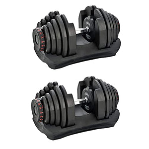 HolaHatha 10 to 90 Pound Adjustable Dumbbell Free Weight with Storage Tray for Home Gym Workout and Fitness Activities, Single