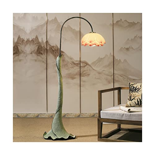 VejiA Chinese Lotus Floor Lamp - Vintage Resin Standing Reading Light