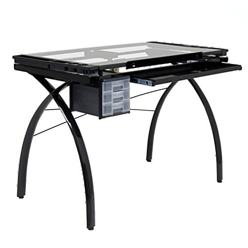 Offex Home Office Futura Craft Station Black/Clear Glass