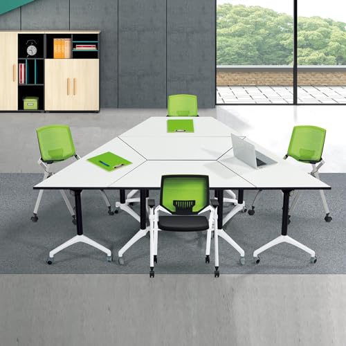 Molpeiy Conference Room Table with Silent Locking Wheels, Trapezoidal Rolling Splicing Computer Desk, 47.2" L*20.4" W*29.5" H (8Pack)