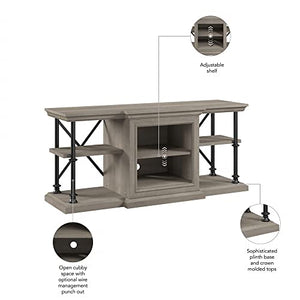 Bush Furniture Coliseum Designer Desk and Chair Set with Lateral File Cabinet, Bookcase, 60W, Driftwood Gray