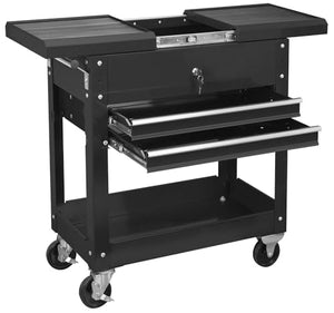 Torin ATC310B-1 Service Utility Tool Cabinet Cart - Black, 2 Drawer Slide Top, 350 lbs