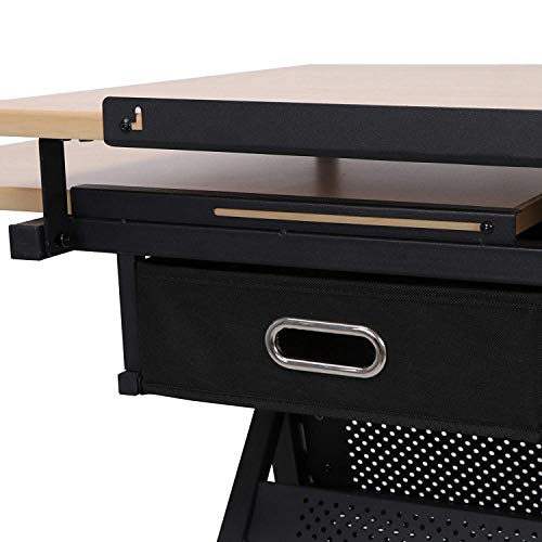 Drafting Drawing Table Tiltable Tabletop, Adjustable Height, Edge Stopper,Drafting Light Table,with Adjustable Height Steel Tables