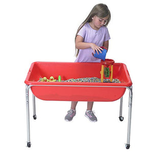 Children's Factory 24" Large Sensory Table & Lid Set, Preschool/Homeschool/Playroom, Indoor/Outdoor Play Equipment, Toddler Sand & Water Activity, Red