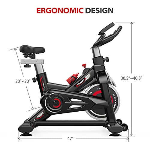 MBB Indoor Exercise Bike Stationary 35 LBS Flywheel,450 LBS Super Support, LCD Display Monitor Tablet Mount Comfortable Seat Cushion Cardio Workout Spin Bike Training Cycling Belt Quiet and Smooth Bicicletas Para Hacer Ejercicio en Casa (black)