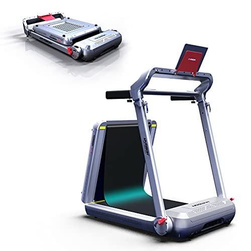 HARISON Folding Treadmill Portable Electric Running Machine 300 LBS Capacity with LCD Display, Device Holder and Adjustable Height for Home Cardio Workout (Installation Free)