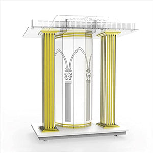 JOuan Clear Acrylic Church Lectern Podium Stand with Wheels