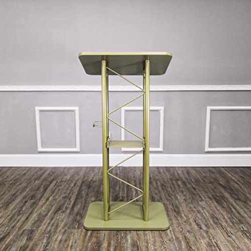 FixtureDisplays Light Green Gold Curved Podium Truss Metal/Wood Pulpit Lectern 11568-GOLD