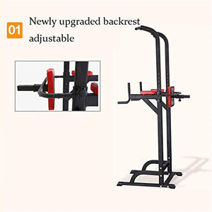 BZLLW Power Tower Pull Up Dip Station for Home Gym Adjustable Height Strength Training Workout Equipment